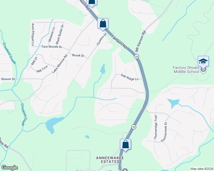 map of restaurants, bars, coffee shops, grocery stores, and more near 2696 Del Ridge Drive in Douglasville