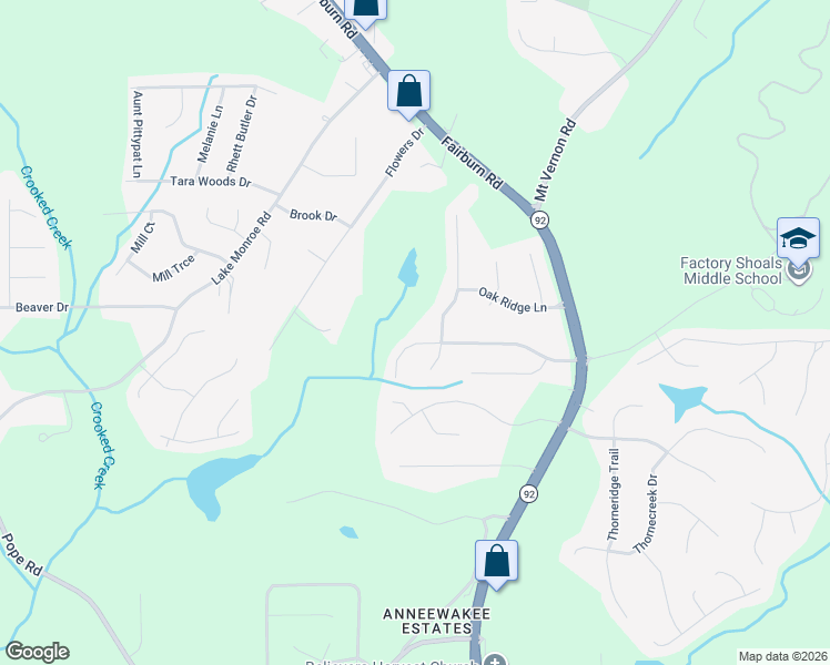 map of restaurants, bars, coffee shops, grocery stores, and more near 2706 Del Ridge Drive in Douglasville