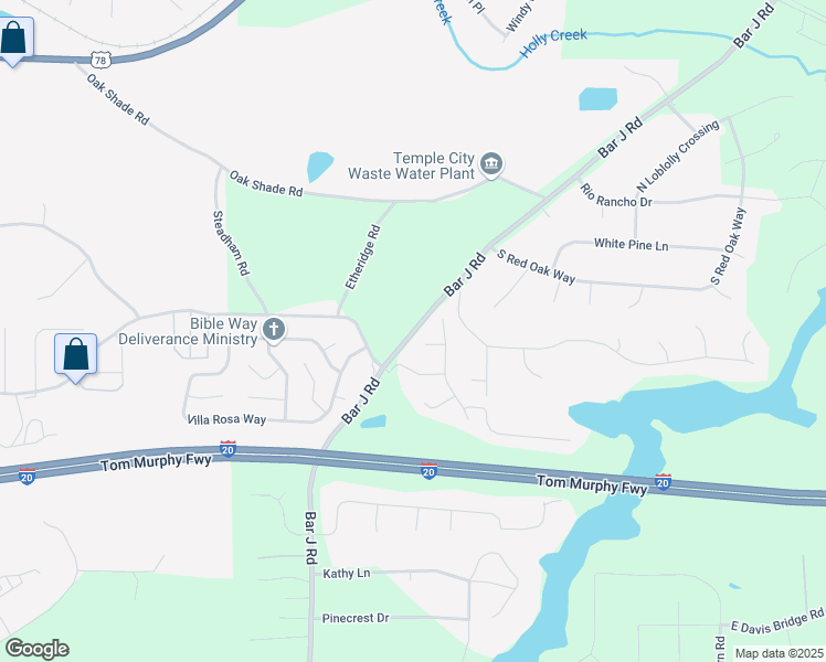 map of restaurants, bars, coffee shops, grocery stores, and more near 763 Bar J Road in Temple