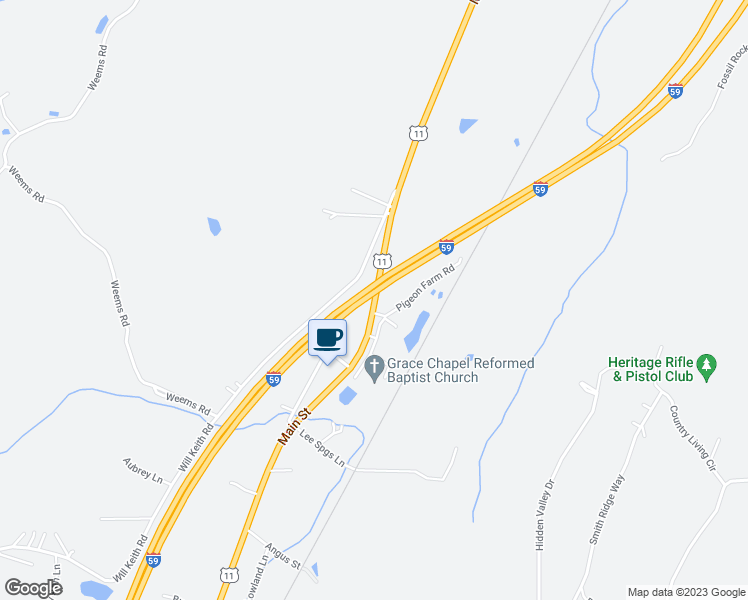 map of restaurants, bars, coffee shops, grocery stores, and more near 1501 Main Street in Trussville