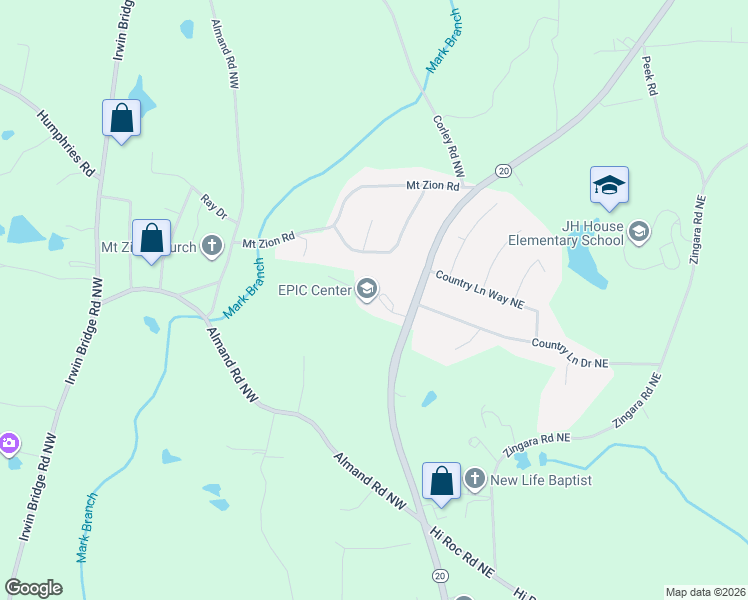map of restaurants, bars, coffee shops, grocery stores, and more near 2930 Georgia 20 in Conyers