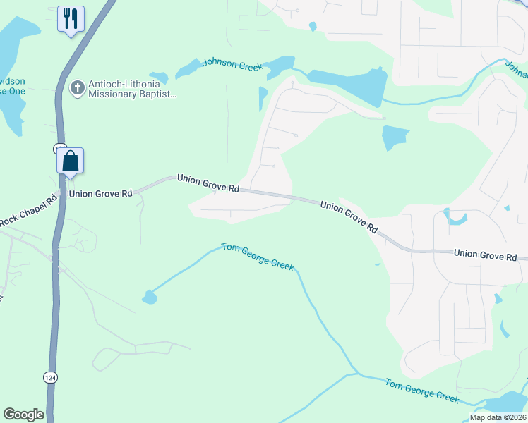 map of restaurants, bars, coffee shops, grocery stores, and more near 2062 Pittston Farm Road in Lithonia