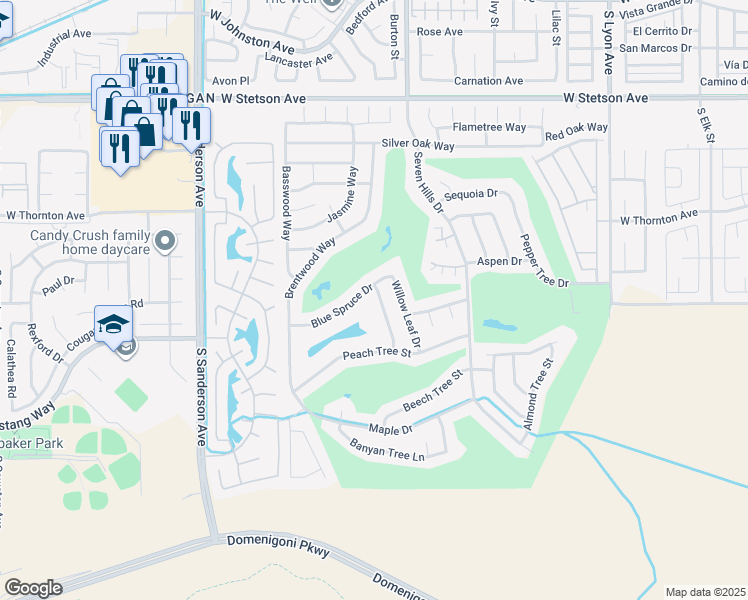 map of restaurants, bars, coffee shops, grocery stores, and more near 1501 Ailanthus Drive in Hemet