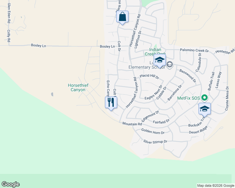 map of restaurants, bars, coffee shops, grocery stores, and more near 13120 Bay Meadows Court in Corona