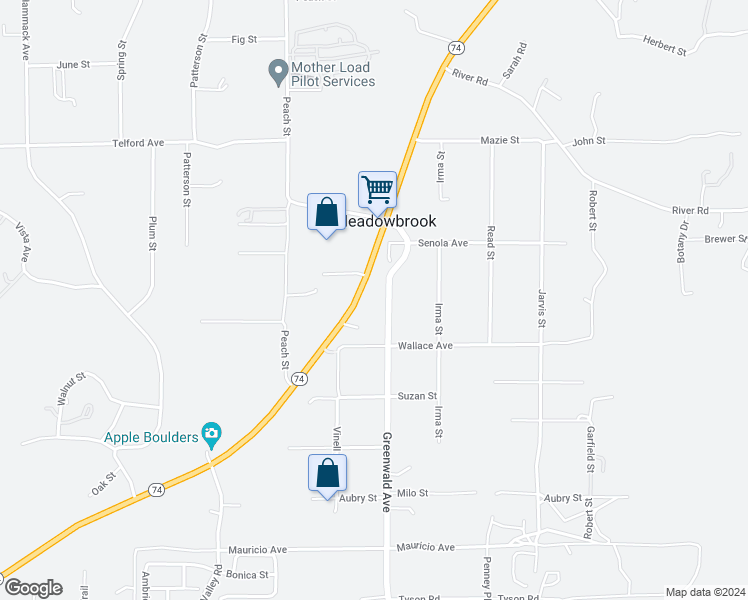 map of restaurants, bars, coffee shops, grocery stores, and more near 27410 California 74 in Perris