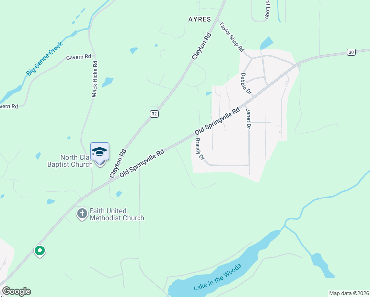 map of restaurants, bars, coffee shops, grocery stores, and more near 7527 Old Springville Road in Trussville