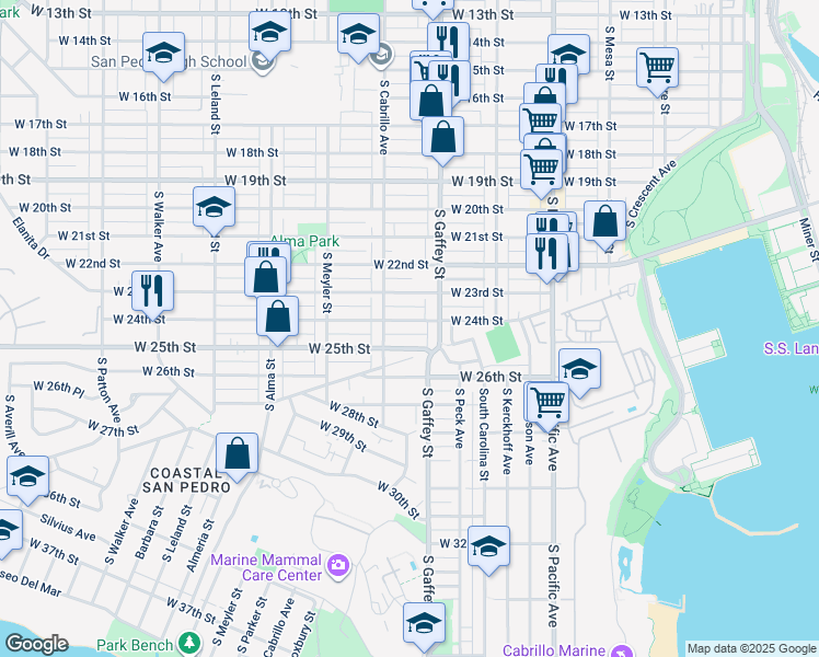 map of restaurants, bars, coffee shops, grocery stores, and more near 722 West Hamilton Avenue in Los Angeles