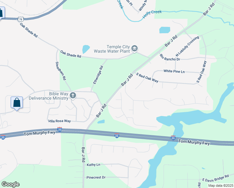 map of restaurants, bars, coffee shops, grocery stores, and more near 209 Shelton Circle in Temple