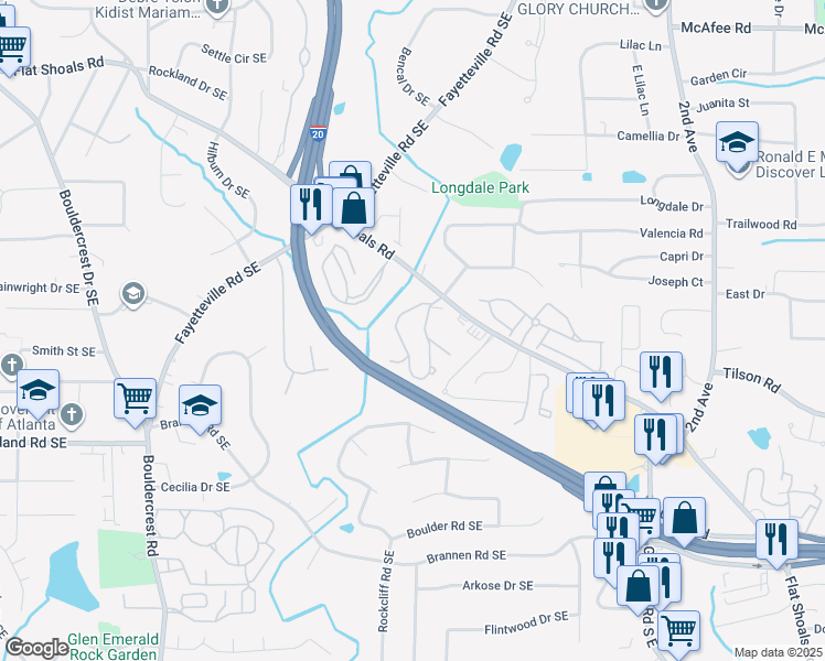 map of restaurants, bars, coffee shops, grocery stores, and more near 2097 Vineyard Walk in Atlanta