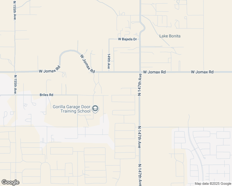 map of restaurants, bars, coffee shops, grocery stores, and more near 14900 West Briles Road in Surprise