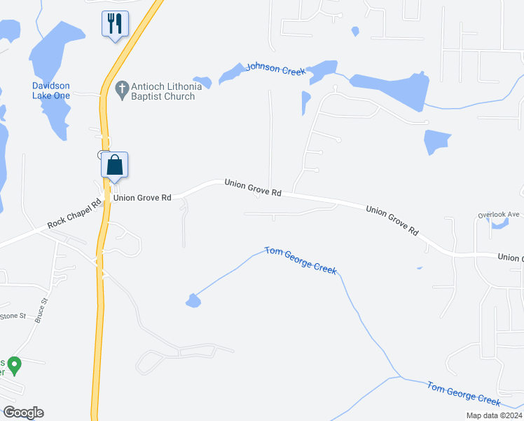 map of restaurants, bars, coffee shops, grocery stores, and more near 1985 Pittston Farm Road in Lithonia