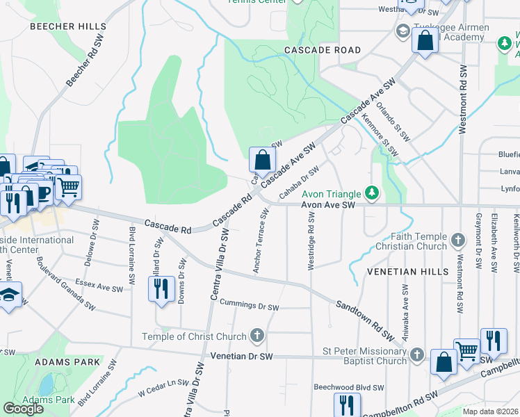 map of restaurants, bars, coffee shops, grocery stores, and more near in Atlanta