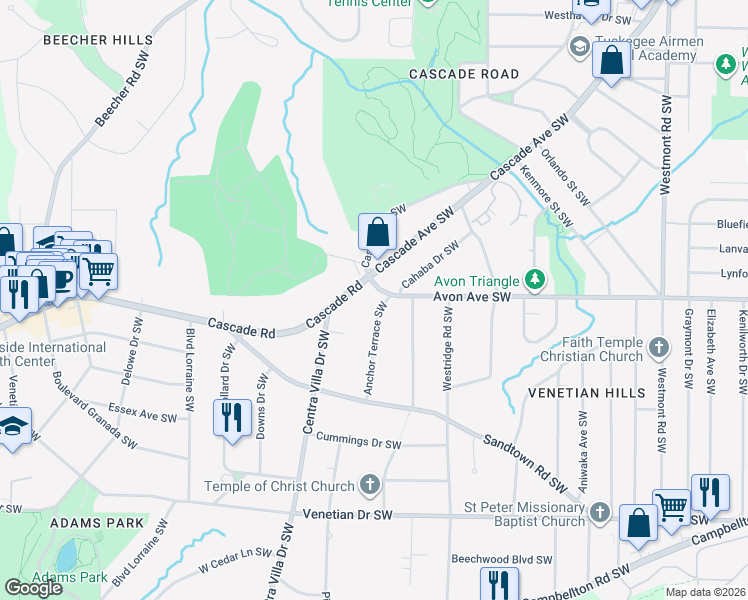 map of restaurants, bars, coffee shops, grocery stores, and more near in Atlanta