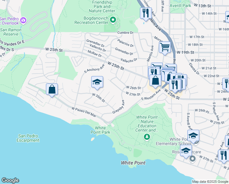 map of restaurants, bars, coffee shops, grocery stores, and more near 3405 Mulldae Avenue in Los Angeles