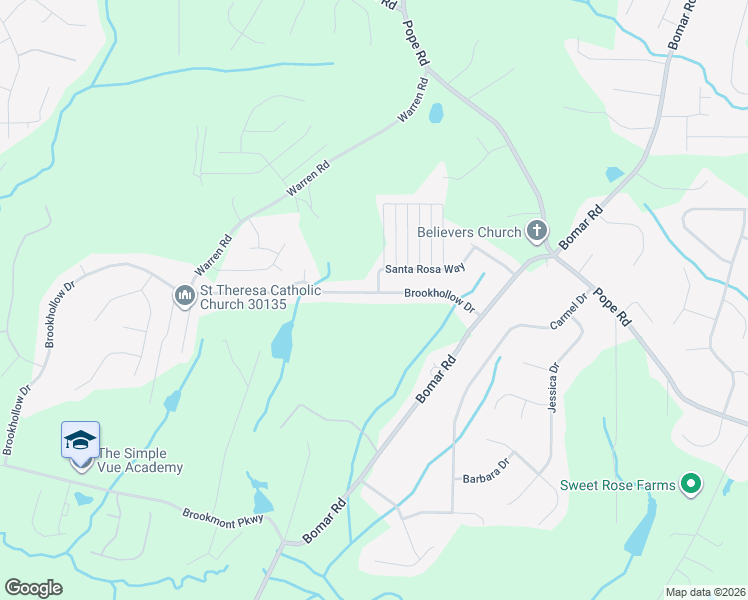 map of restaurants, bars, coffee shops, grocery stores, and more near 3700 Hickory Level Lane in Douglasville