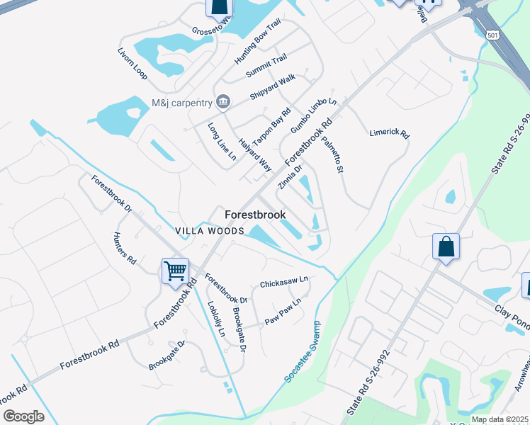 map of restaurants, bars, coffee shops, grocery stores, and more near 152 Zinnia Drive in Myrtle Beach