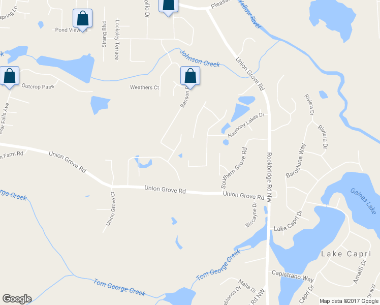 map of restaurants, bars, coffee shops, grocery stores, and more near 2318 Harmony Lakes Circle in Lithonia