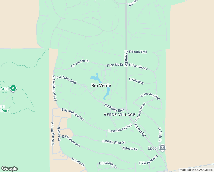map of restaurants, bars, coffee shops, grocery stores, and more near 18941 East Poco Rio Drive in Rio Verde