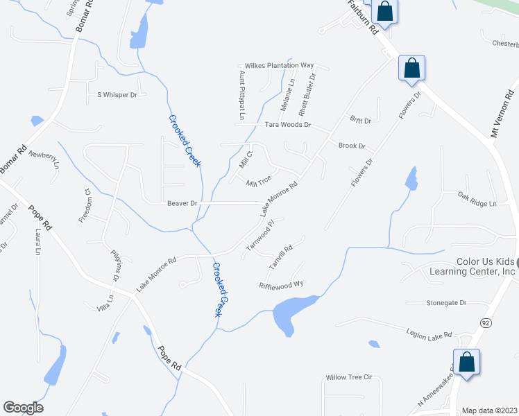 map of restaurants, bars, coffee shops, grocery stores, and more near 3031 Beaver Drive in Douglasville