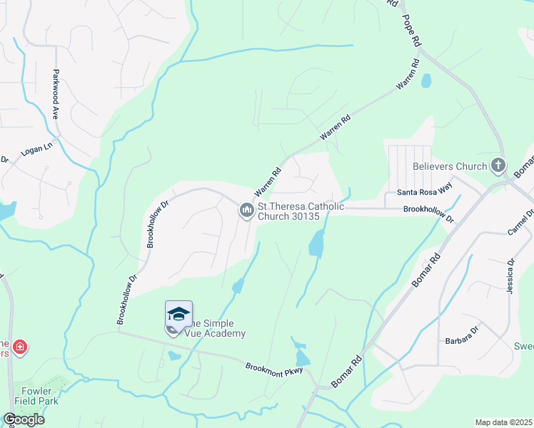 map of restaurants, bars, coffee shops, grocery stores, and more near 4015 Brookhollow Drive in Douglasville