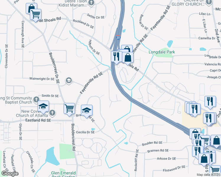 map of restaurants, bars, coffee shops, grocery stores, and more near 2264 Charleston Pointe Southeast in Atlanta