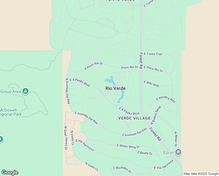 map of restaurants, bars, coffee shops, grocery stores, and more near 18710 East Rio Lane in Rio Verde