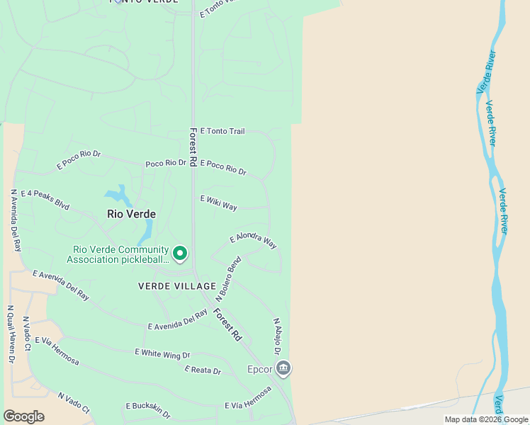 map of restaurants, bars, coffee shops, grocery stores, and more near 26016 North Bolero Bend in Rio Verde