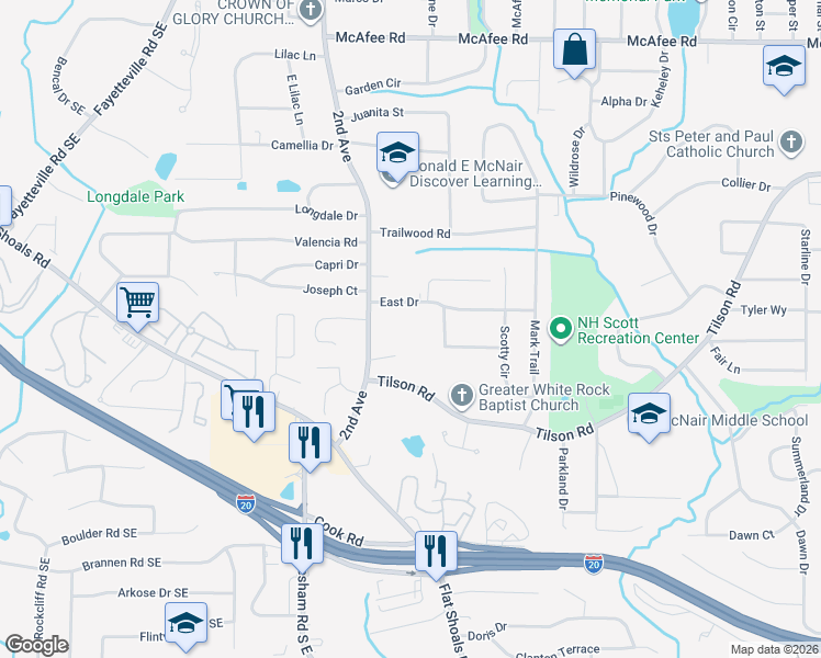 map of restaurants, bars, coffee shops, grocery stores, and more near 2318 2nd Avenue in Decatur