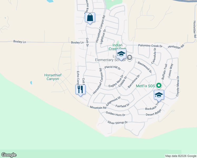 map of restaurants, bars, coffee shops, grocery stores, and more near 13219 Gold Rush Drive in Corona