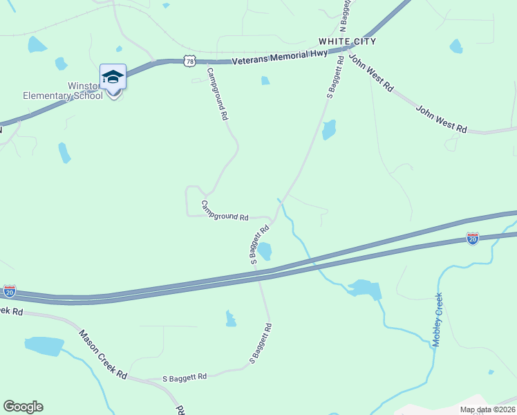 map of restaurants, bars, coffee shops, grocery stores, and more near 3096 Campground Road in Winston