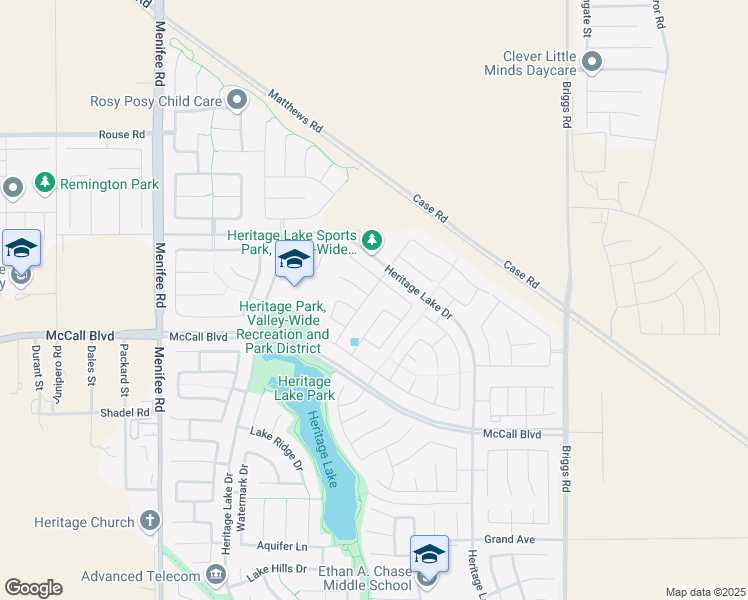 map of restaurants, bars, coffee shops, grocery stores, and more near 27400 Big Bend Drive in Menifee