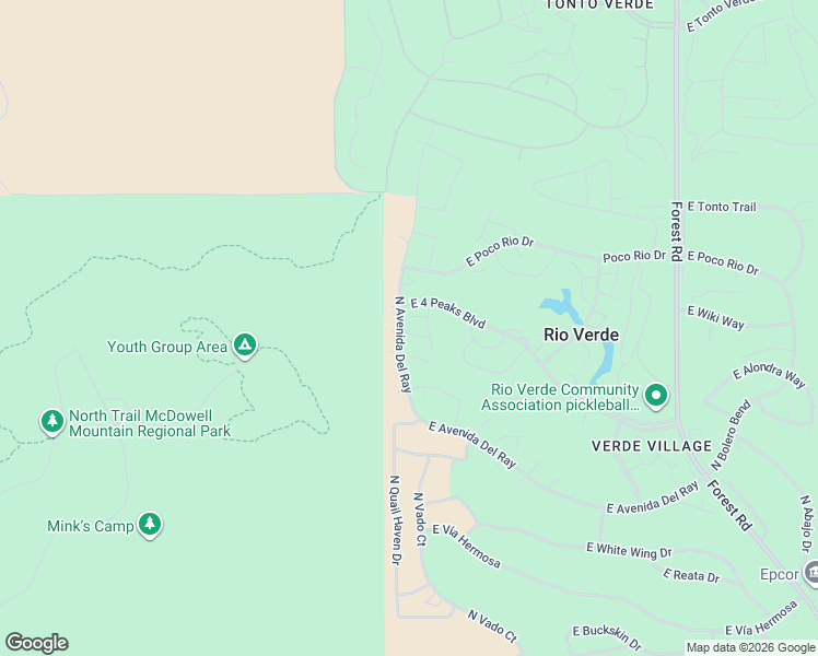 map of restaurants, bars, coffee shops, grocery stores, and more near 26029 North Avenida Del Ray in Rio Verde