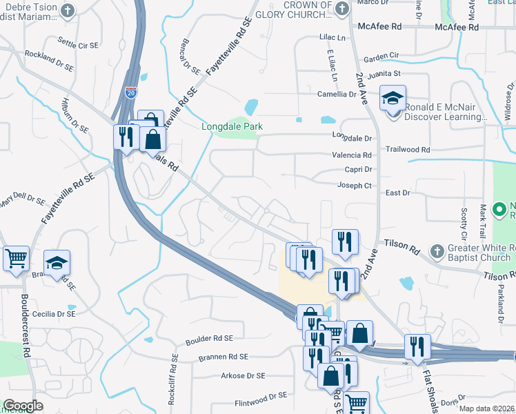 map of restaurants, bars, coffee shops, grocery stores, and more near 2167 Somerset Pl SE in Atlanta