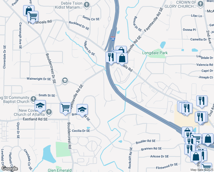 map of restaurants, bars, coffee shops, grocery stores, and more near 2264 Charleston Pointe Southeast in Atlanta