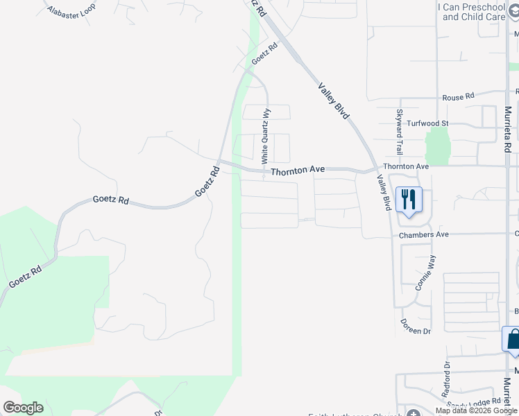 map of restaurants, bars, coffee shops, grocery stores, and more near 25106 Sand Wedge Drive in Menifee