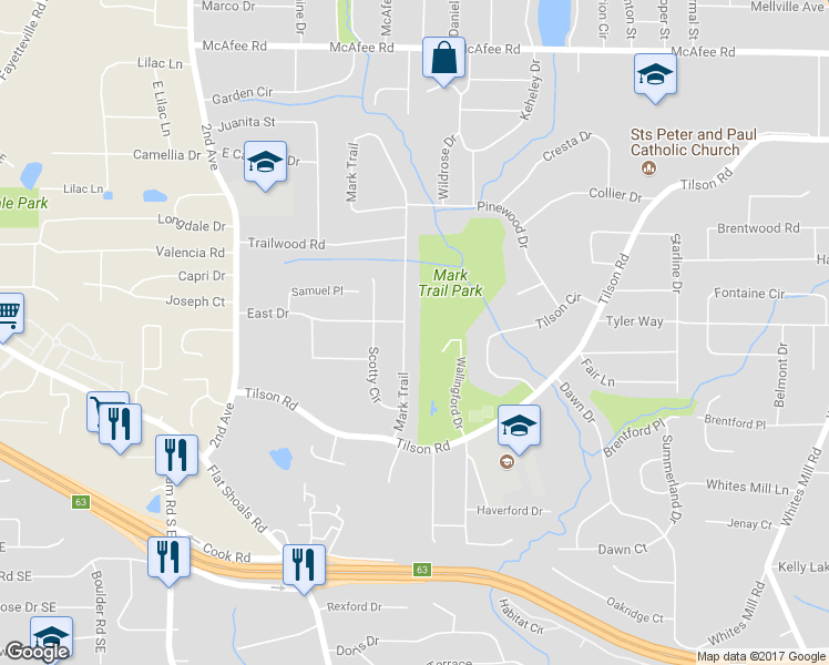 map of restaurants, bars, coffee shops, grocery stores, and more near 2282 Mark Trail in Decatur