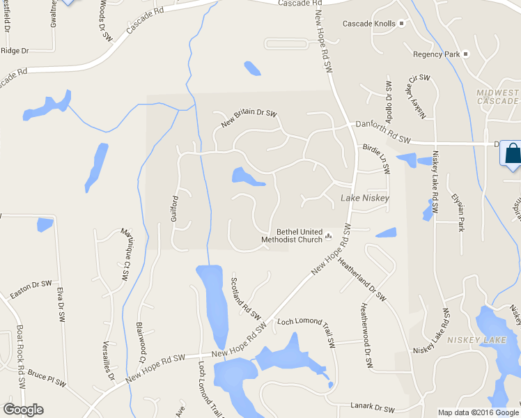 map of restaurants, bars, coffee shops, grocery stores, and more near 940 Forest Overlook Trail Southwest in Atlanta