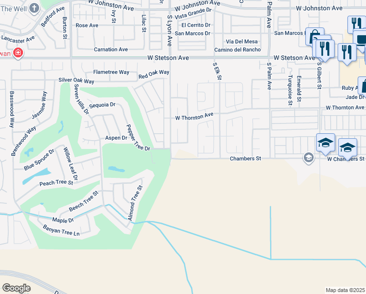 map of restaurants, bars, coffee shops, grocery stores, and more near 1617 Malachite Street in Hemet