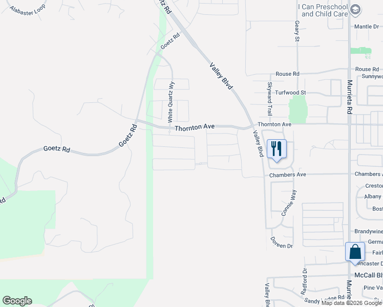 map of restaurants, bars, coffee shops, grocery stores, and more near 27379 Zeolite Road in Menifee