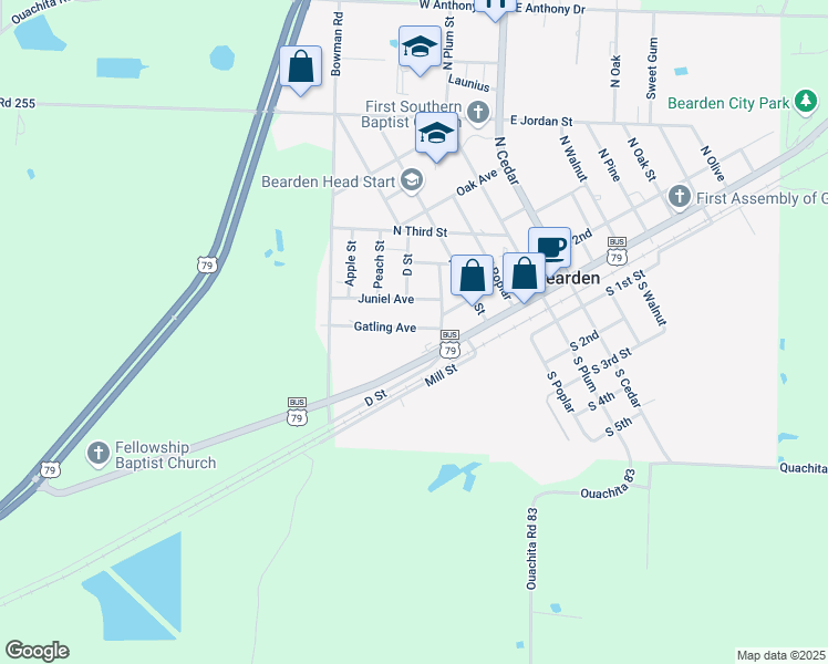 map of restaurants, bars, coffee shops, grocery stores, and more near 415 Gatling Avenue in Bearden