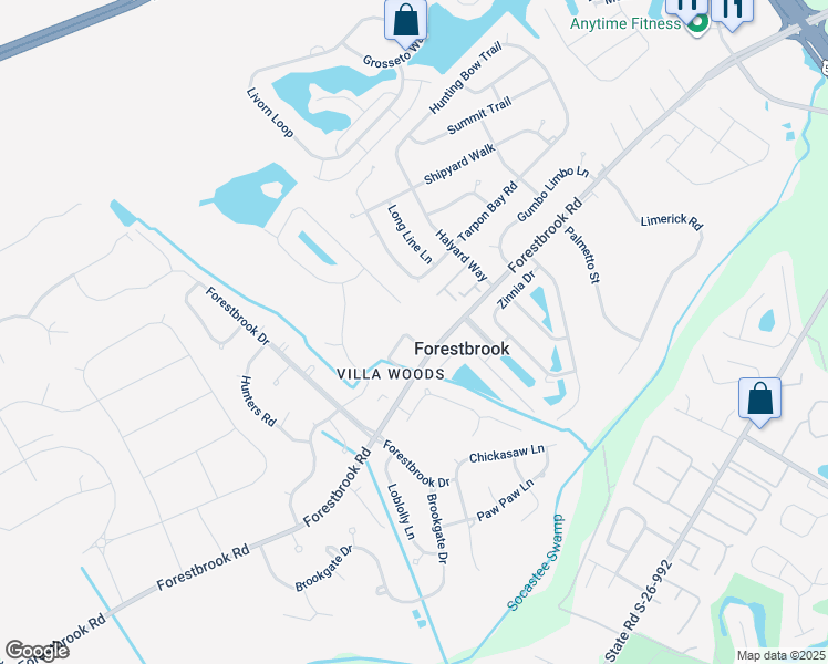 map of restaurants, bars, coffee shops, grocery stores, and more near 406 Villa Woods Drive in Myrtle Beach