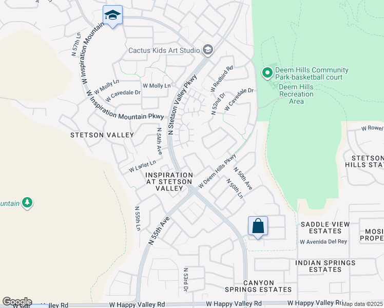 map of restaurants, bars, coffee shops, grocery stores, and more near 5218 West Lariat Lane in Phoenix