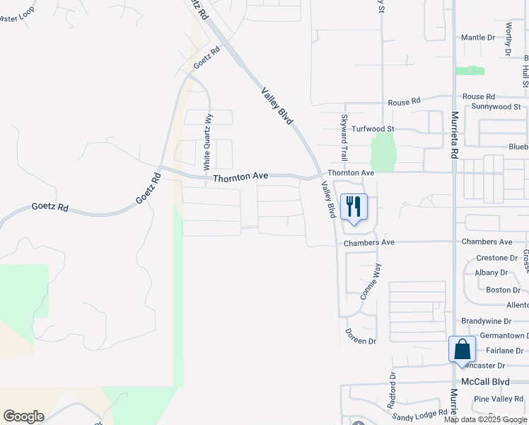 map of restaurants, bars, coffee shops, grocery stores, and more near 25106 Sand Wedge Drive in Menifee