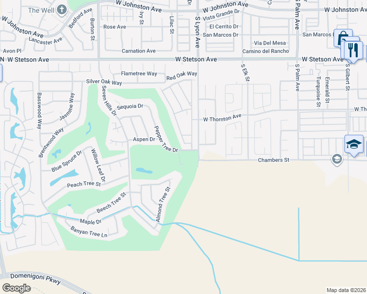 map of restaurants, bars, coffee shops, grocery stores, and more near 1473 Lodgepole Drive in Hemet