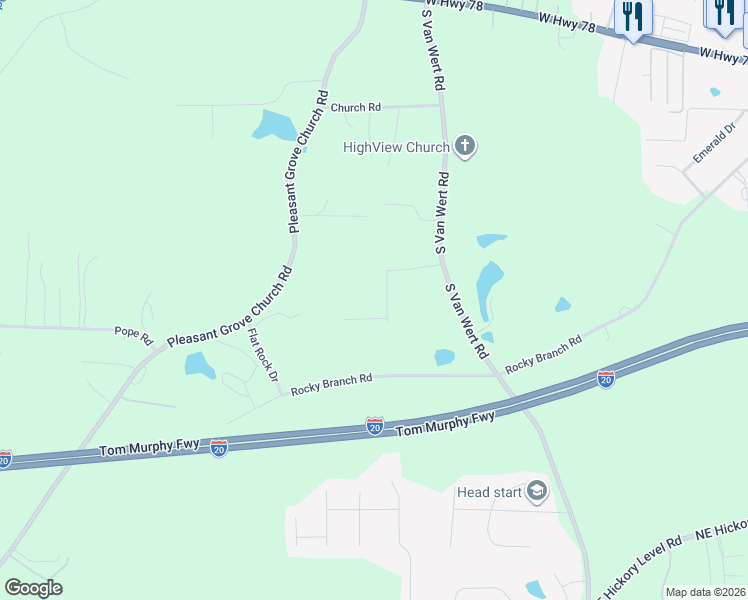 map of restaurants, bars, coffee shops, grocery stores, and more near 139 Autumn Run Place in Villa Rica