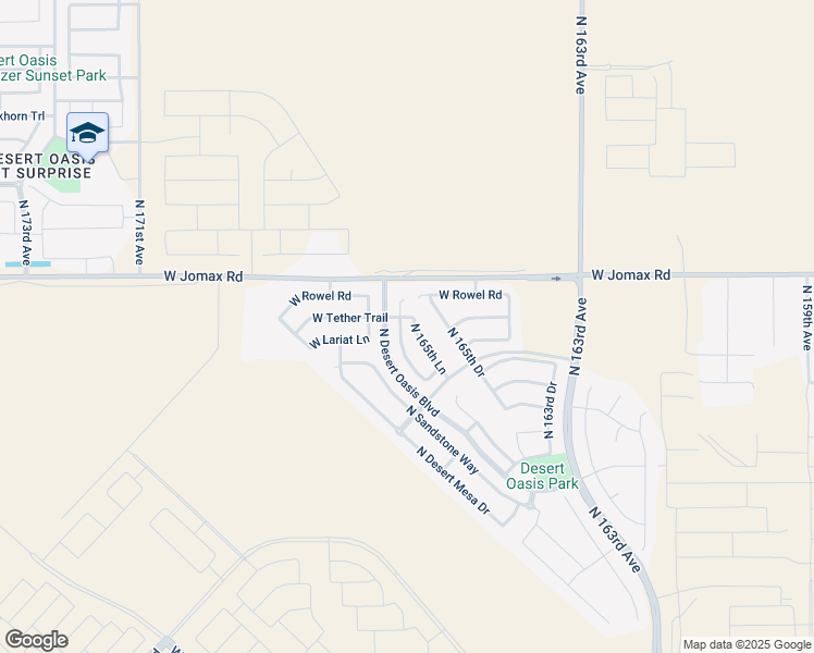 map of restaurants, bars, coffee shops, grocery stores, and more near 26341 North 166th Avenue in Surprise