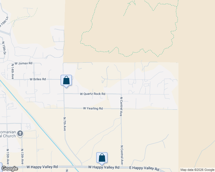 map of restaurants, bars, coffee shops, grocery stores, and more near 26010 North 1st Avenue in Phoenix
