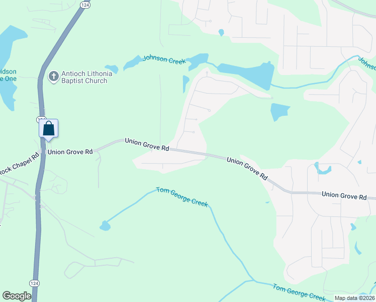 map of restaurants, bars, coffee shops, grocery stores, and more near 7518 Union Grove Road in Lithonia