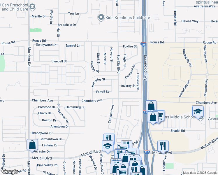 map of restaurants, bars, coffee shops, grocery stores, and more near 26667 Jaelene Street in Menifee