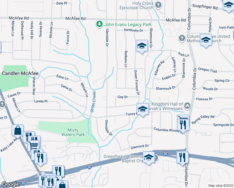 map of restaurants, bars, coffee shops, grocery stores, and more near 3130 Gay Drive in Decatur